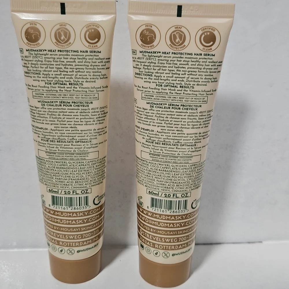 Mudmasky  Heat Protecting‎ Hair Serum: protection 2 In Pack